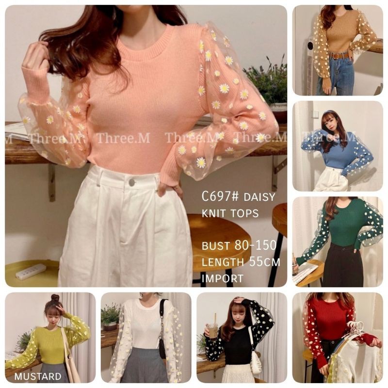 MDLV ~ C697 DAISY KNIT TOPS // BAJU RAJUT LENGAN PANJANG // FASHION IMPORT WANITA