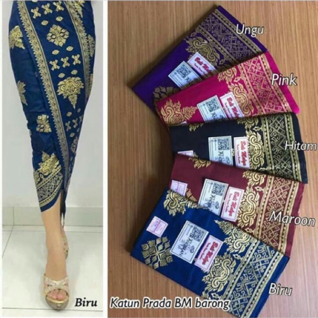 Kain Kamen Lembaran Katun Prada Motif Songket Emas