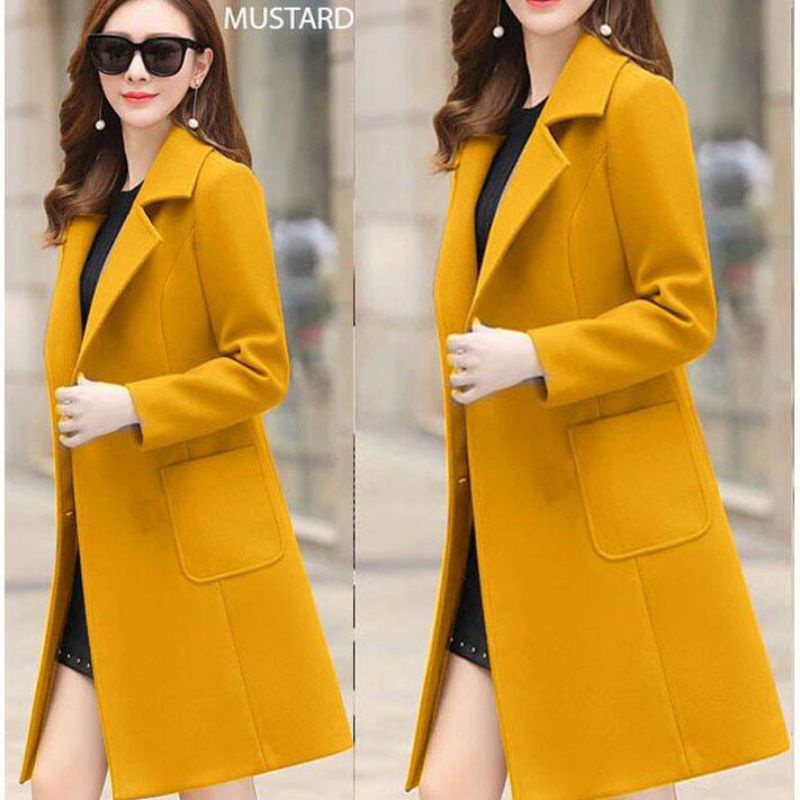 LONG COAT WANITA BLAZER LONG COAT CEWEK MODEL KOREA