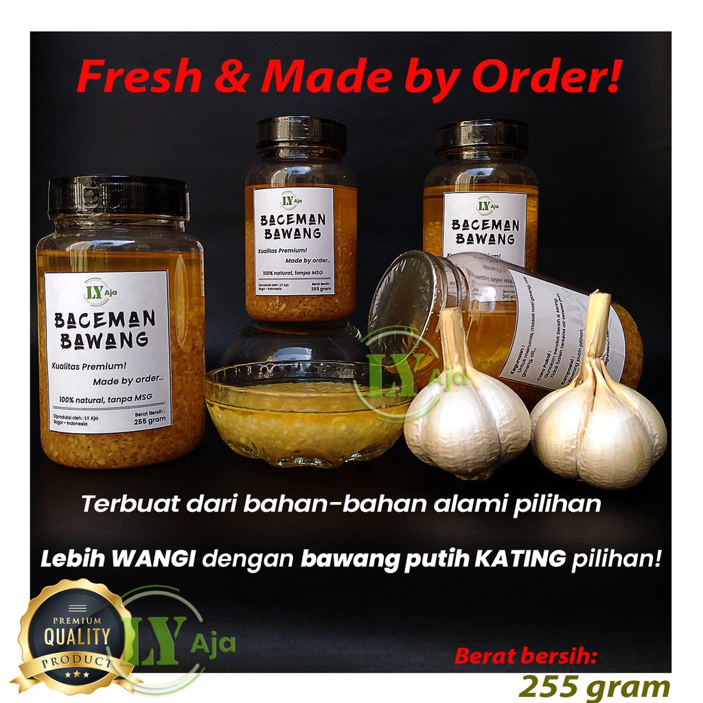 Baceman Bawang Putih Kating LY Aja 255 Gram dalam Minyak Canola Minced Garlic in Oil 255 Gr