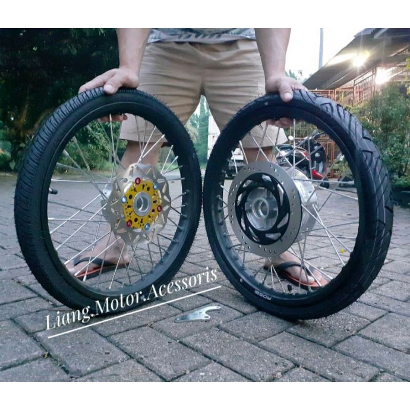 Sepaket Velg Tromol Set Jari2 Plus Ban - Paketan Velg Ninja 150 R / SS / RR. Bonus Cakram Dan Breket