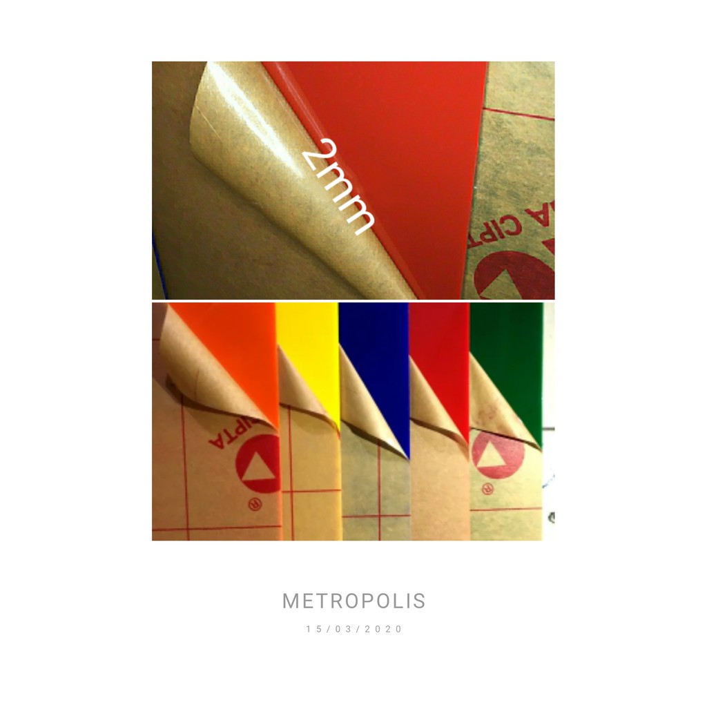 

HJK Acrylic lembaran/ A2 /potongan warna solid 2mm (42x 60 cm).
