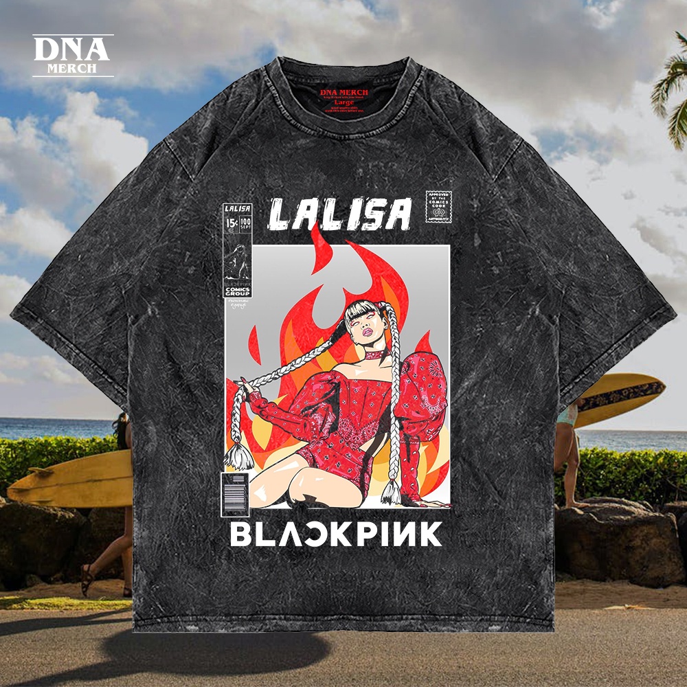 Kaos Lalisa Blackpink Vintage Oversized Washed Tshirt