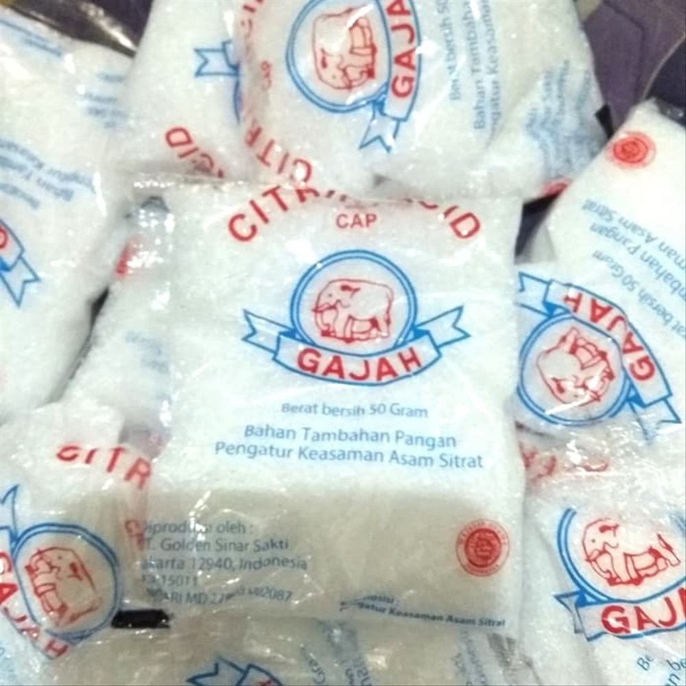 Asam Sitrat Citric Acid Cap gajah 50Gr / Asam Sitrun / Citrun