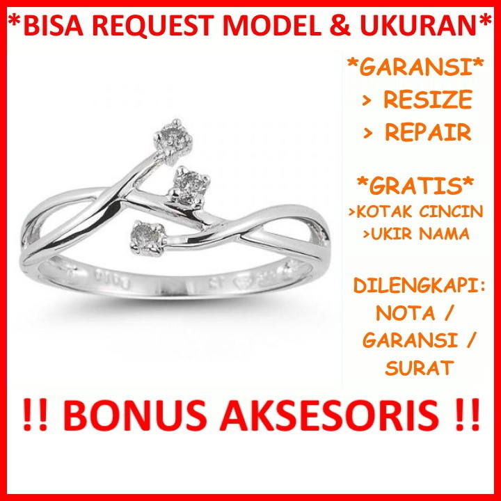 Garansi Silver Asli Cincin Kawin Perak Wanita Tunangan Nikah Handmade Gratis Tulis Ukir Nama Id116