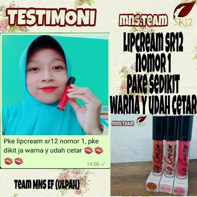 LIP CREAM 01 RED / LIPCREAM SR12 BPOM / BEBAS PARABEN MOIST LEMBUT DAN NYAMAN DI BIBIR