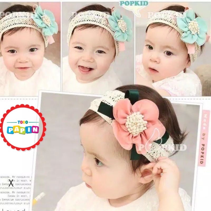 Bandana Rajut Anak Bayi Korea Baby Headband Bandana Bayi Bunga Besar