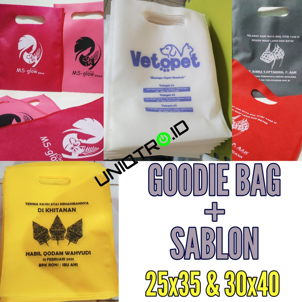 

Goodie Bag Sablon 25x35, 30x30, 30x40 Tas Ulang Tahun, Tas Souvenir, Tas Promosi