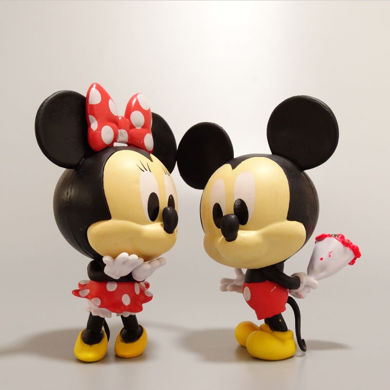 Mickey Mouse Minnie Mouse Mainan Set Figure Chibi isi 2pcs