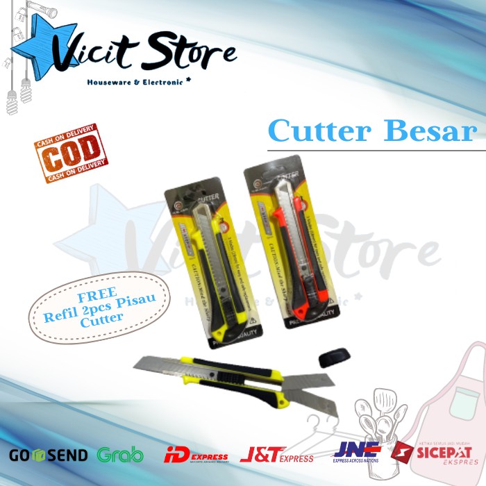 Cutter Besar Free Refil 2pcs Pisau Cutter