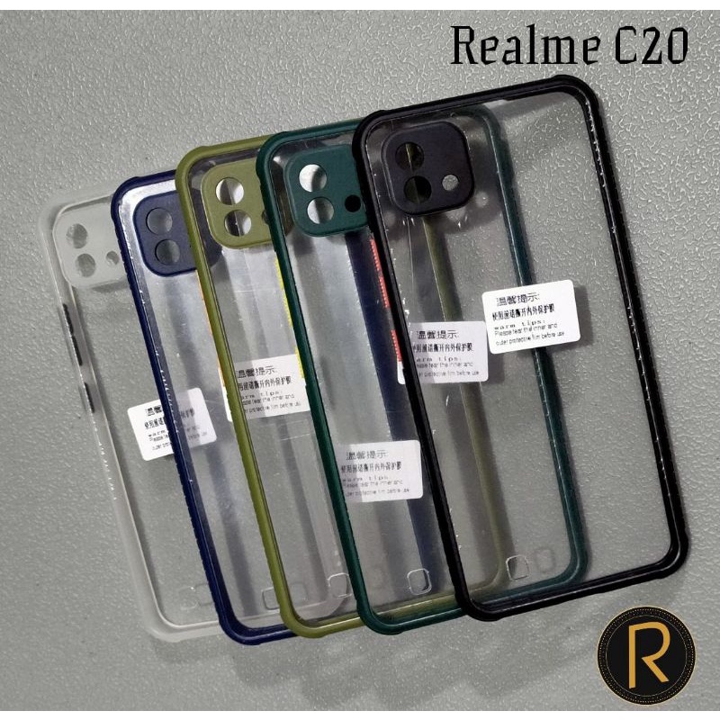 Realme C20 / C11 2021 Case Transparan Casing Bening List Warna Premium Hardcase Antipecah