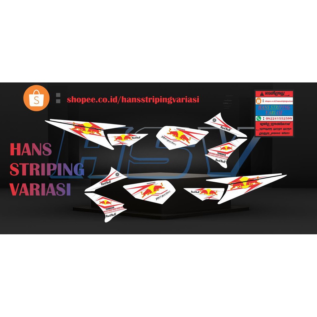 striping stiker decal old vixion red bull