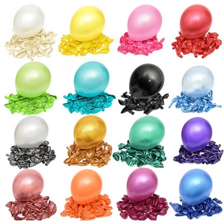 ( Ecer ) BALON LATEX METALIK / GAGANG BALON / STICK BALON WARNA WARNI /BALON DEKORASI PESTA / BALON KARET POLOS 12 INCH