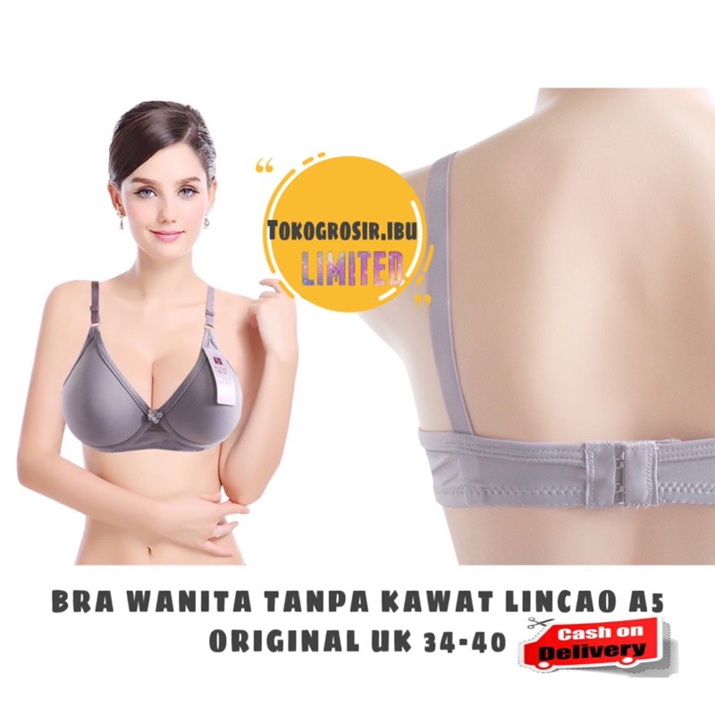 Bra BH Beha Kutang Wanita Perempuan Dewasa Lincao A5 Original Tanpa Kawat Kualitas Import Ukuran 40