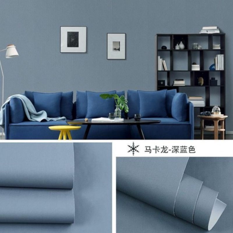 Wallpaper Dinding Polos Sticker Dinding Polos Biru Navy Pastel