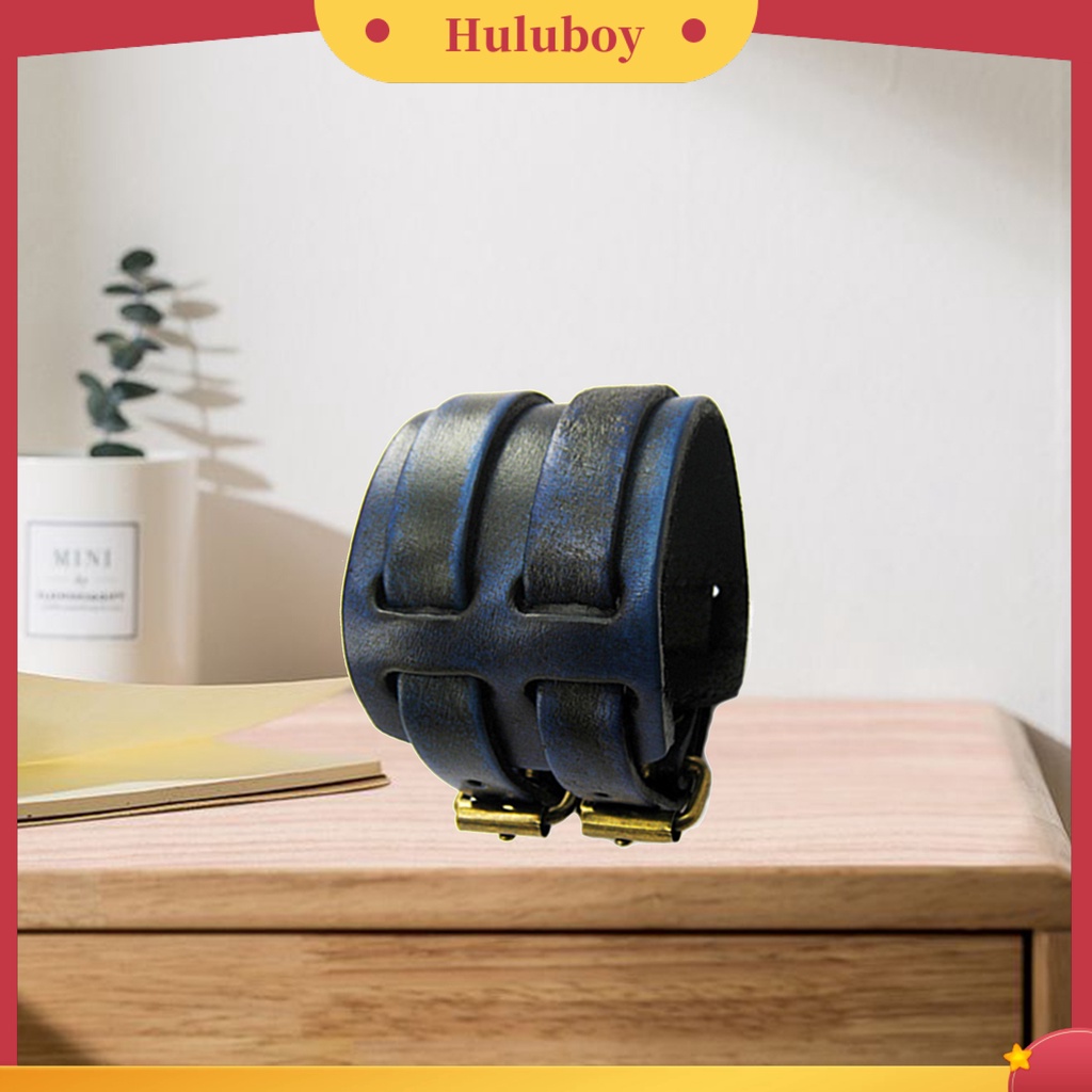 Hu Hu Hu Hu Hu Alat Bantu Pasang Kacamata♡ Gelang Bangle 2 Lapis Bahan Kulit Imitasi Adjustable Untuk Pria