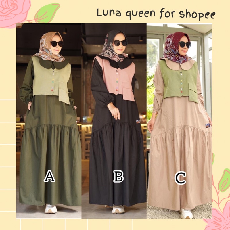 gyl || setelan gyl authentic || setelan 2in1 gyl || dress gyl || maxy rompi by gyl