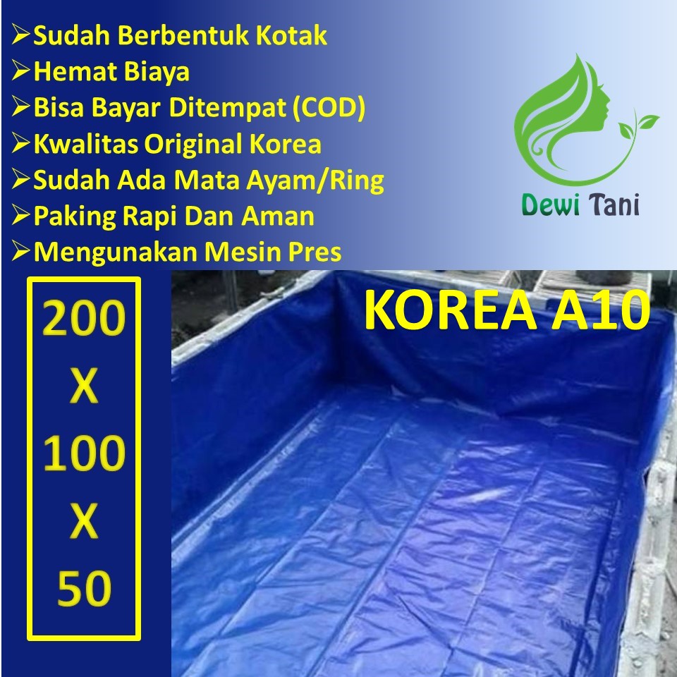 Kolam terpal kotak Bioflok A10 ukuran 2x1x0,5 meter KOREA