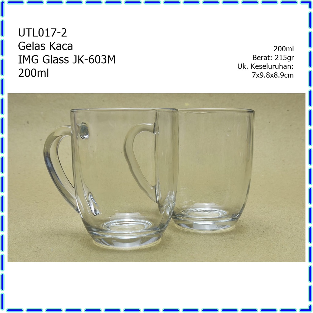 [Set 6 pcs] UTL017-2 Gelas Kopi Kaca IMG Glass JK-603M 200ml