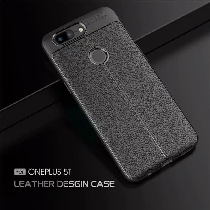 Cuci Gudang ONE PLUS 5T Case Leather Auto Focus Softcase Slim Carbon Kulit Harga Murah