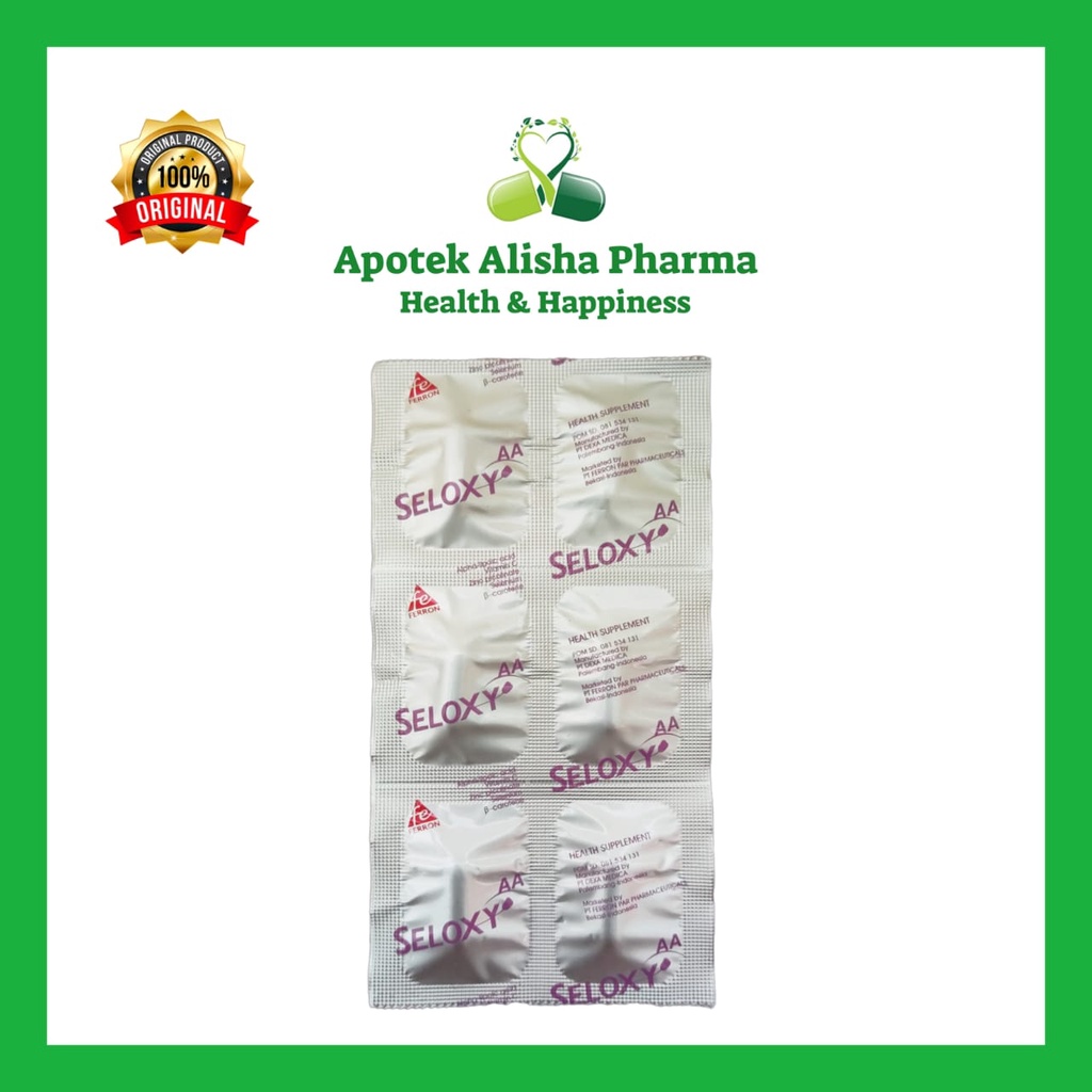 Seloxy AA Tablet (Strip 6tablet) - Seloxi AA Tablet Antioksidan Kecantikan Kulit / Mencerahkan Menghaluskan Kulit / Seloksi Kaplet