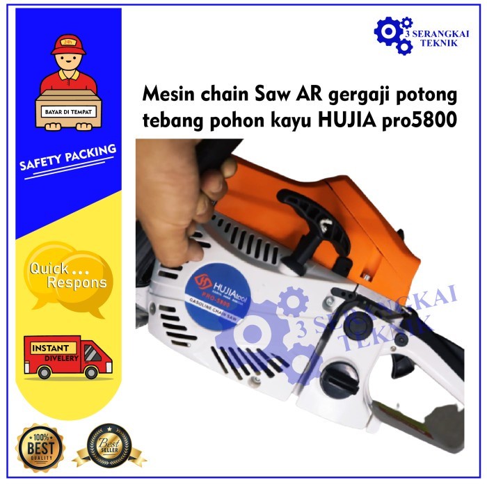 Chainsaw gergaji potong kayu 2 tak 58 cc hujia pro 5800 - hujia pro