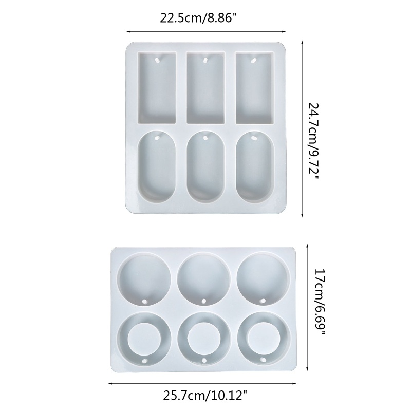 Siy Cetakan Resin Epoksi Bentuk Oval / Bulat / Kotak 6 Lubang Bahan Silikon Untuk Membuat Sabun Handmade Diy