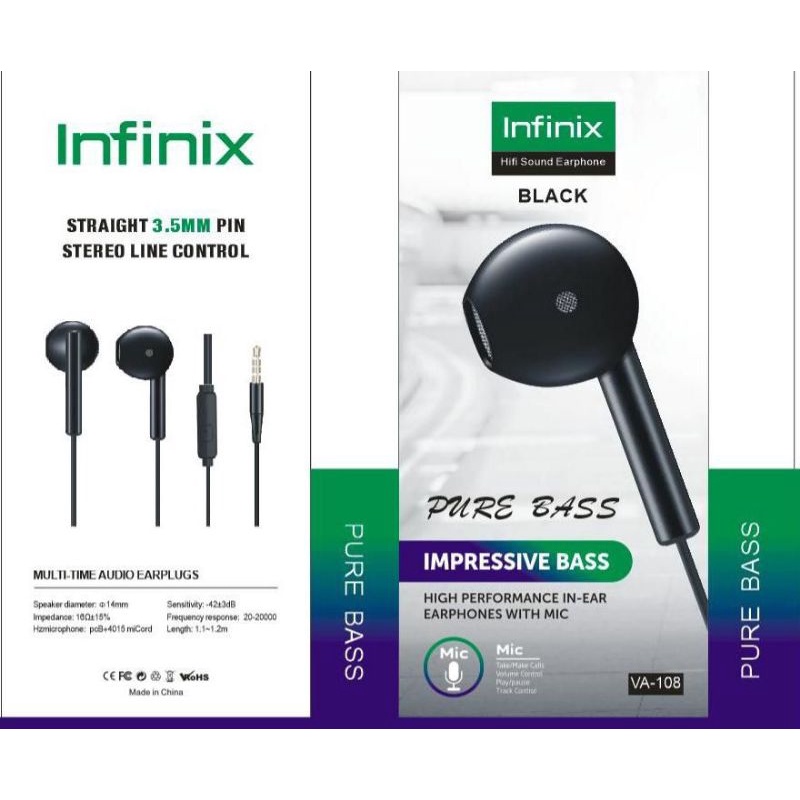 Headset infinix Jack 3.5 MM earphone handset handsfree hedset henset hensfri hf