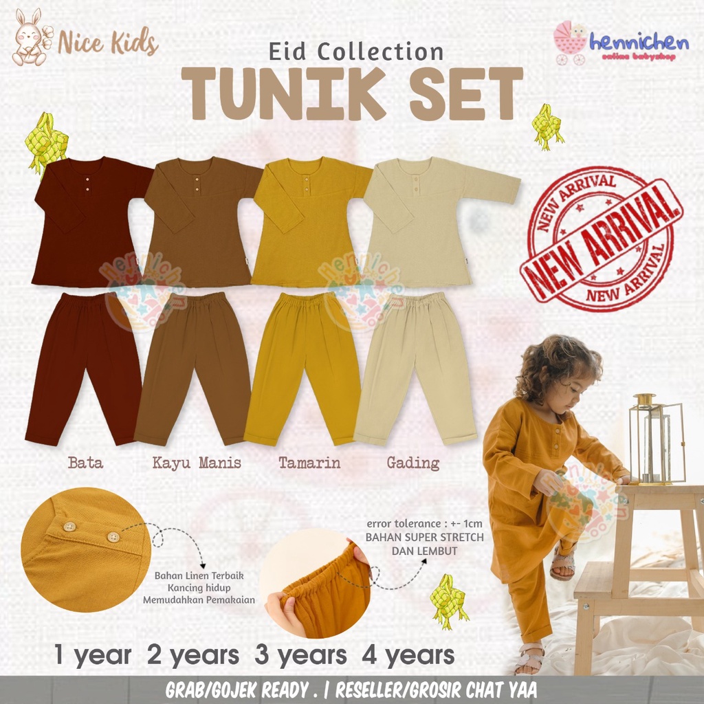 NICE KIDS - TUNIK SET PAKAIAN MUSLIM ANAK PEREMPUAN EDISI BAJU LEBARAN SETELAN ANAK 1 - 4 TAHUN