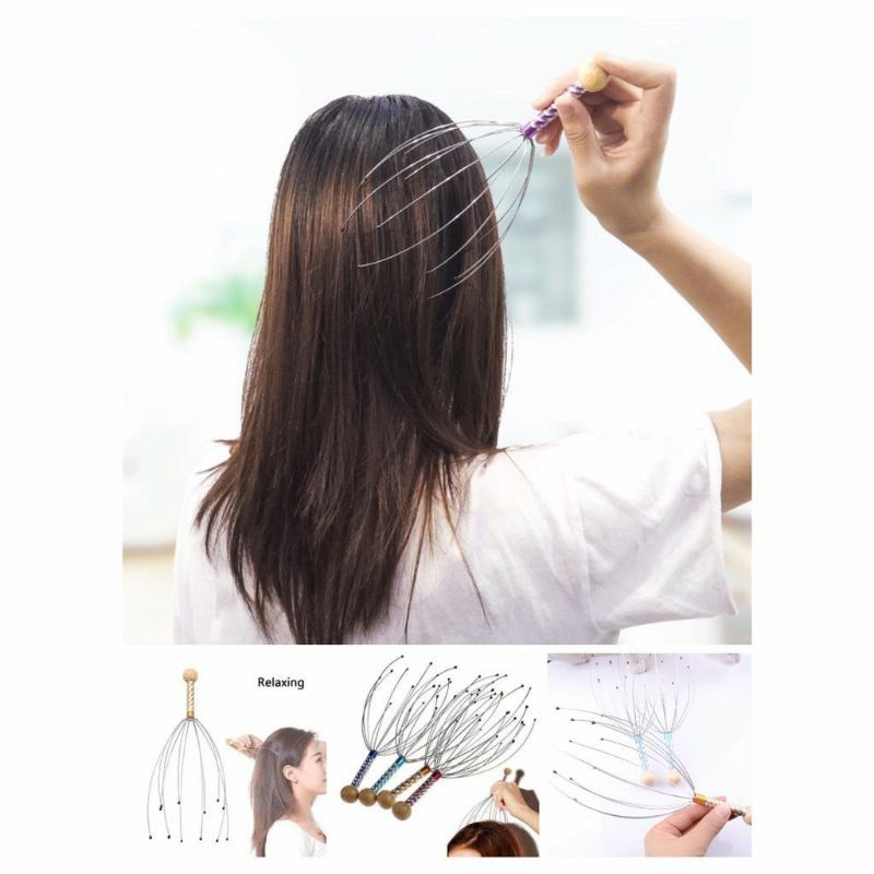 bokoma plastik alat pijit kepala bola besi 5 jari alat pijit gurita 5 mata