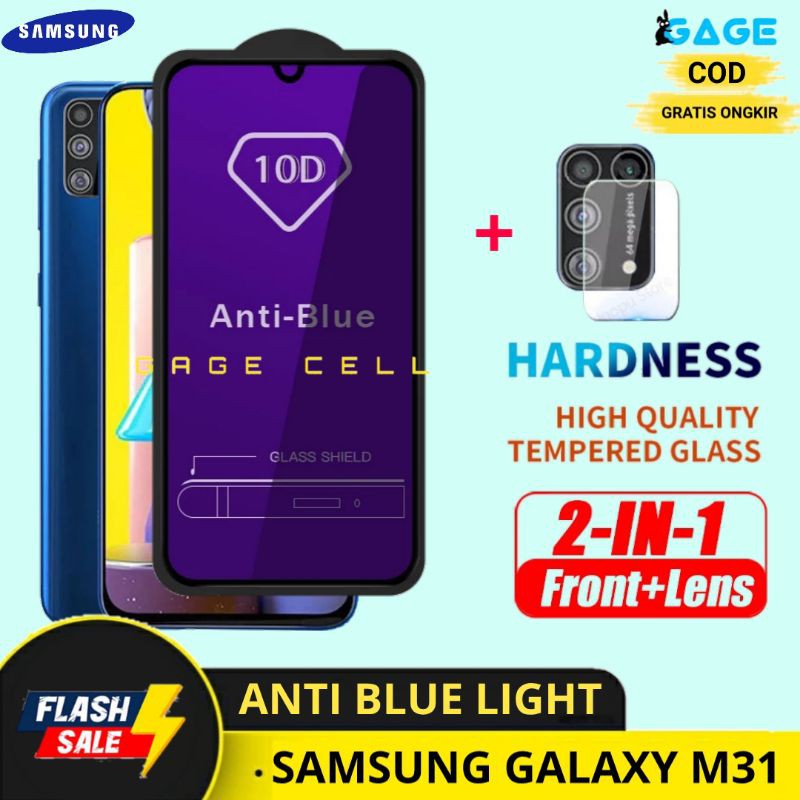 2IN1 TEMPERED GLASS ANTI BLUE LIGHT SAMSUNG GALAXY M31 TG ANTIGORES RADIASI SAMSUNG M31 PREMIUM