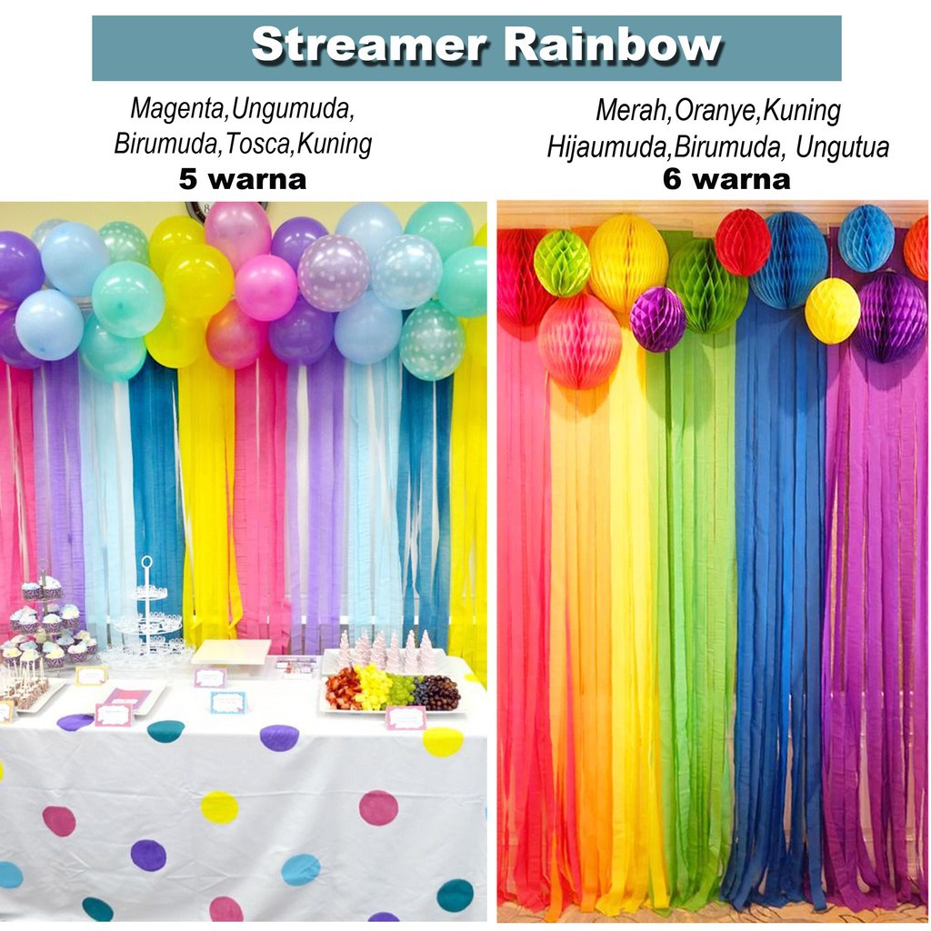 

PartyMaster Dekorasi Streamer Kertas Krep Rainbow