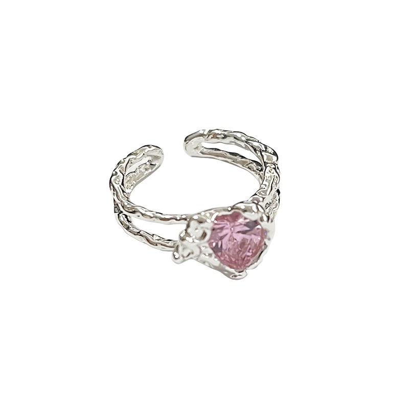 Cincin Zircon Warna Pink Bahan Silver Untuk Wanita