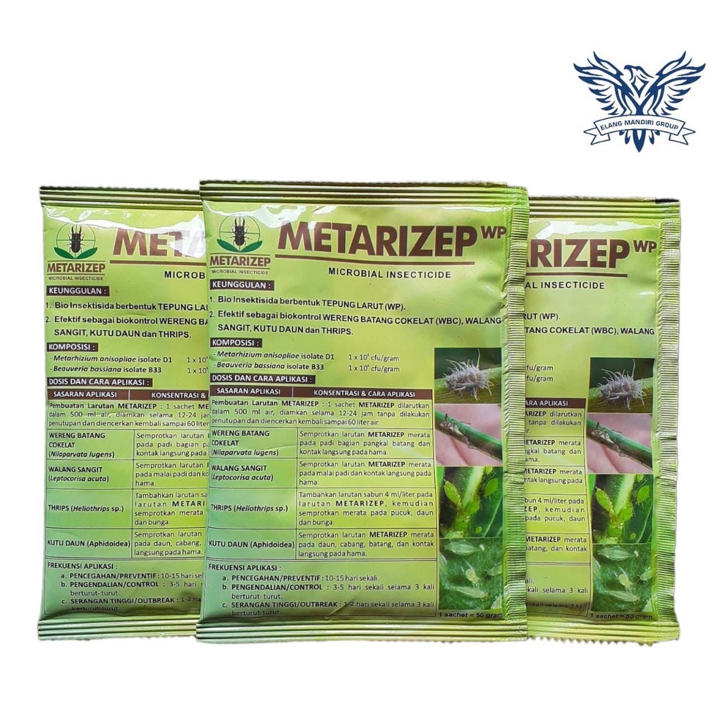 Metarizep 50gr Bio-Insektisida Membasmi Kumbang Tanduk, Wereng Coklat , Kutu Daun 100%  Original