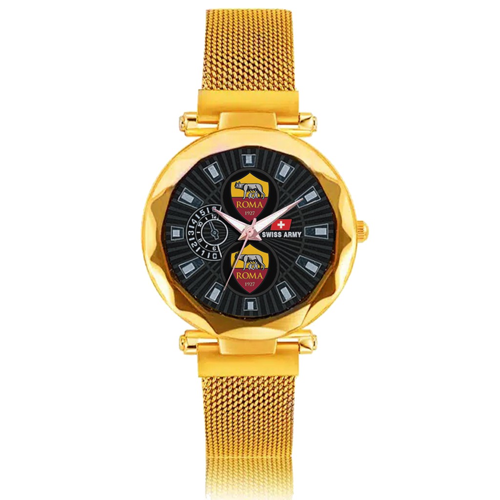 Jam Tangan Wanita Custom - AS ROMA Free Box &amp; Batre Cadangan