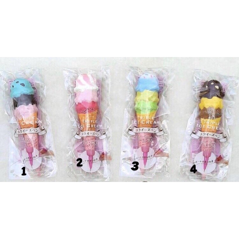 SQUISHY LICENSED SQUEEZE PEN TRIPLE ICE CREAM BY IBLOOM ORI JEPANG