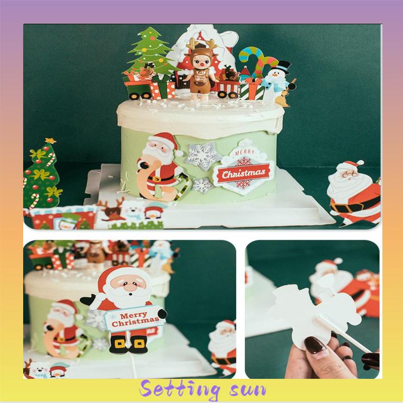 1 Set 7 Styles Topper Kue Desain Merry Christmas Bahan Akrilik Untuk Dekorasi Natal TN