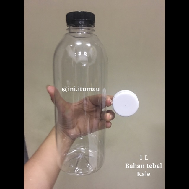 1 Liter  BOTOL KOSONG PLASTIK KALE kopi / susu / teh / jus TEBAL 1 L 1000ml BULAT