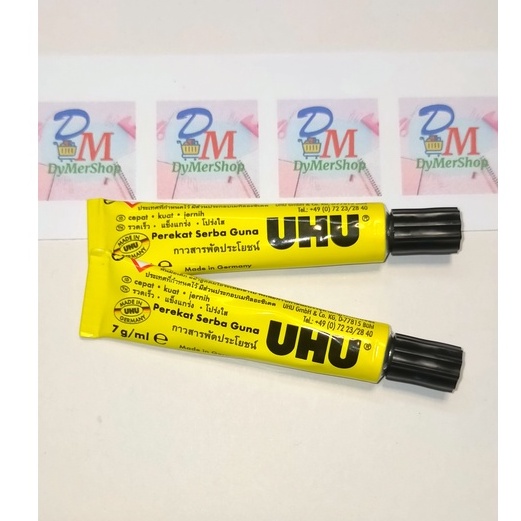 

Lem/perekat merk UHU tube ukuran 7ml, 20ml, 35ml