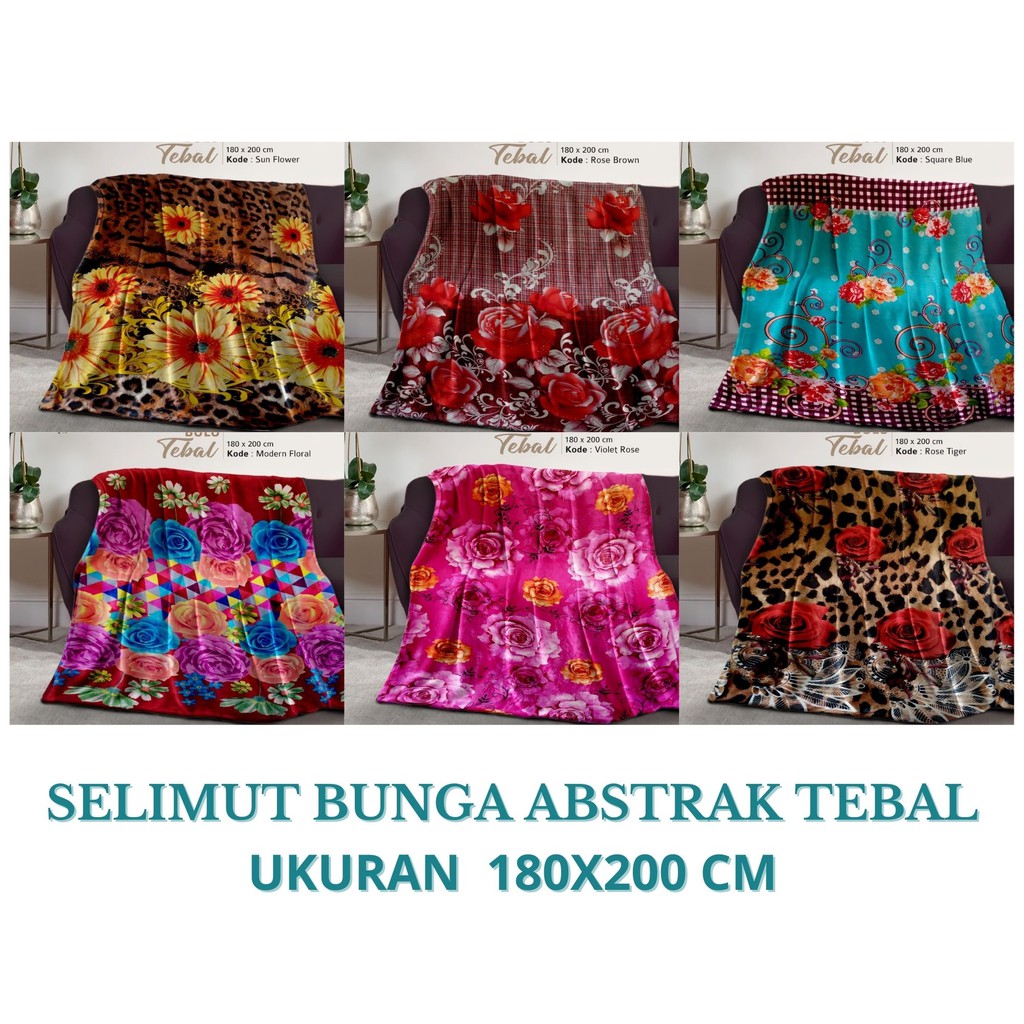 SELIMUT BULU TEBAL 180X200CM MOTIF BUNGA 10pcs