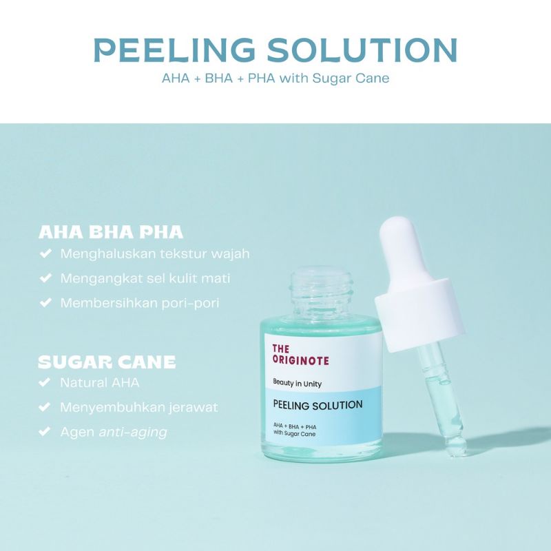 The Originote Peeling Solution Serum AHA+BHA+PHA with Sugar Cane (BPOM)