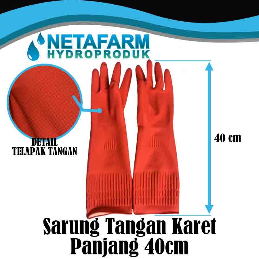 Sarung Tangan Karet Serbaguna Anti Air Panjang 40cm Merah SD1105 -1pcs