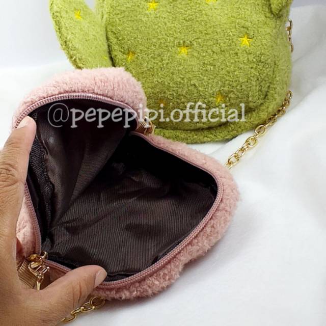 Slingbag Kaktus Bulu Tas Selempang Wanita Cactus Tas Jalan Pesta Pouch Purse