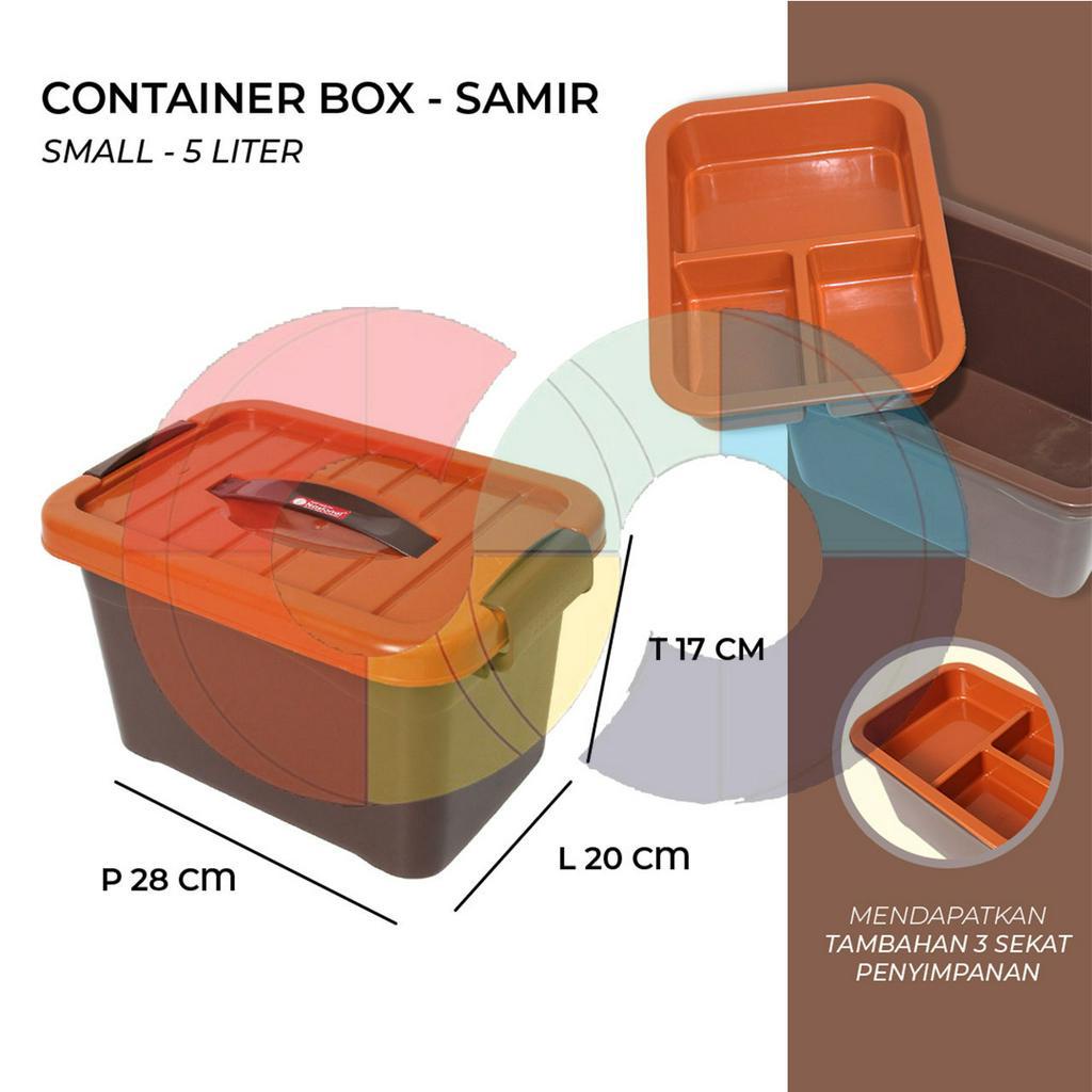 Container Box Plastik + Samir Kotak Penyimpanan Barang Dengan Sekat - 5 Liter