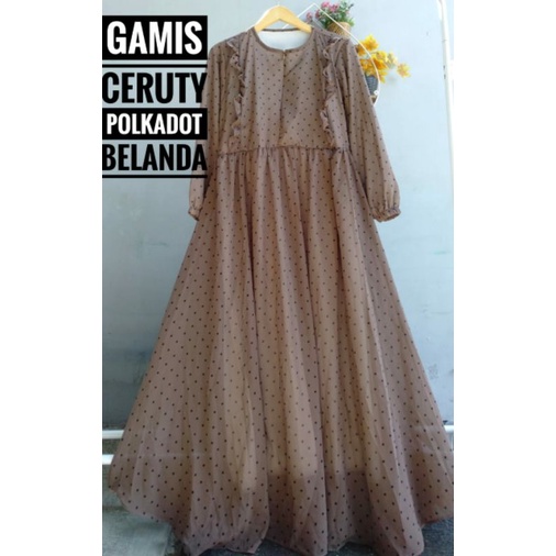 gamis belanda pulkadot/ gamis furing pulkadot