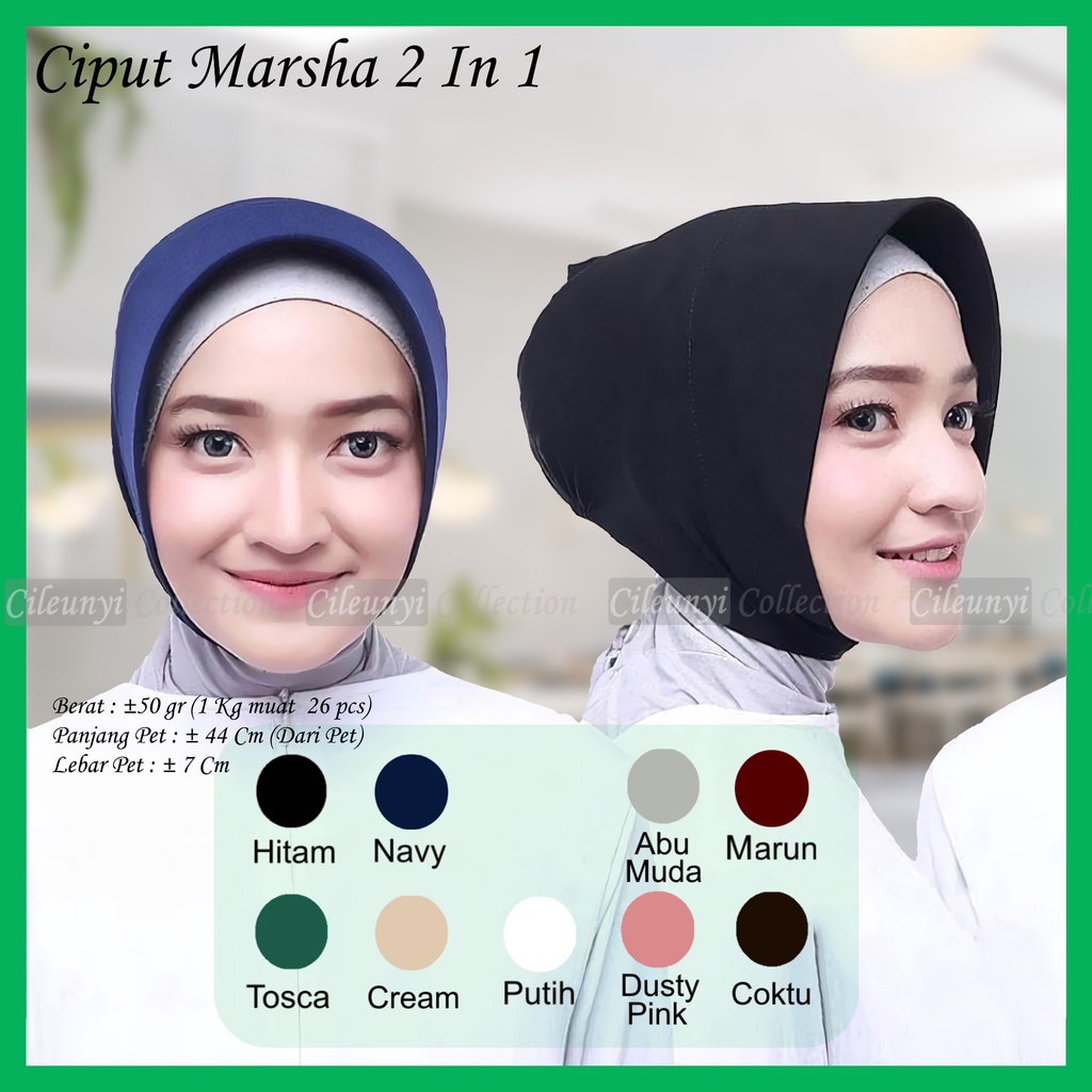 Ciput Polwan Marsha Two in One Pet Busa Instan / Ciput Ibu Atalia Ridwan Kamil / Ciput Marsya 2 in 1 Jersey Original by CIleunyi Collection