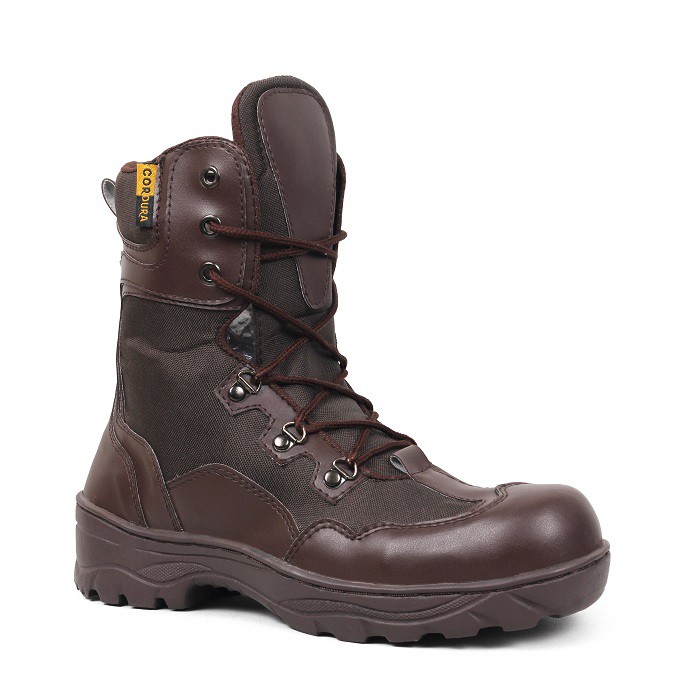 MS Shop - Sepatu Safety Boots Pria Crocodile Indicator Tinggi Coklat PDL Sleting Boot Outdoor Kerja