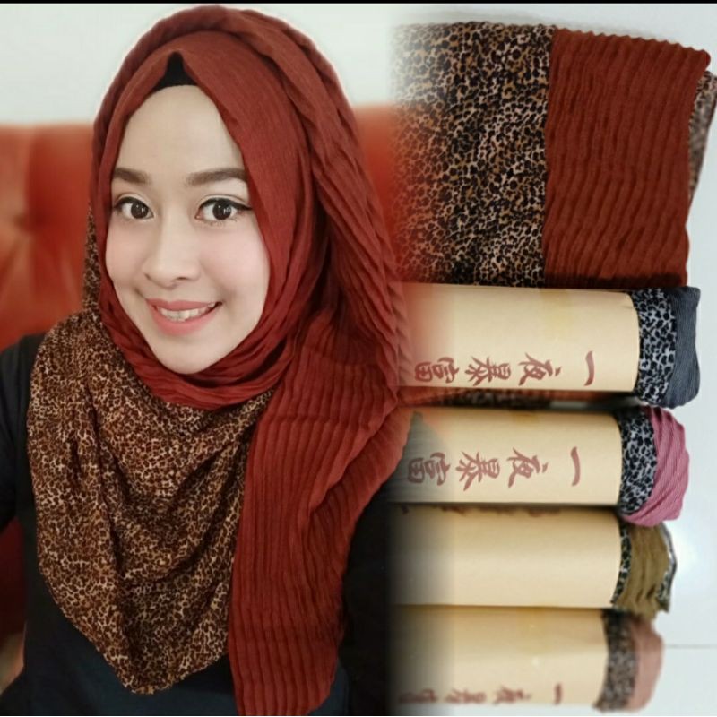 PASHMINA PLISKET IMPORT PREMIUM/ PASHMINA PLISKET LEOPARD/ PASHMINA CRINKLE SHAWL/ HIJAB PASMINA