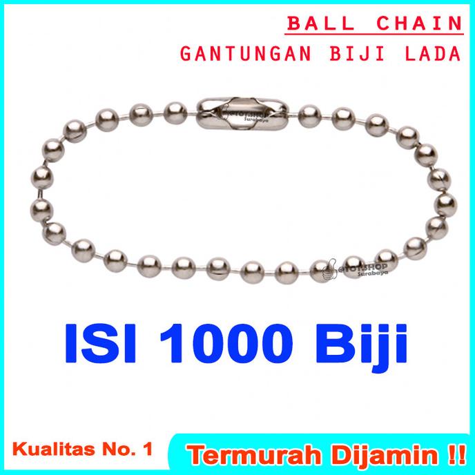:=:=:=:=] 1000 pc Rantai kuku/pelor biji lada silver gantungan kunci Hangtag