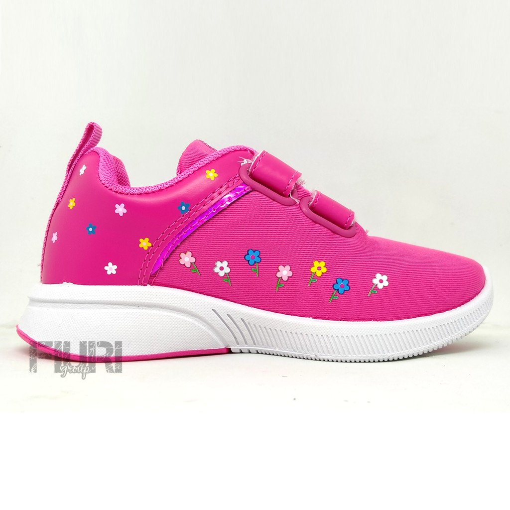 FIURI - ANDO ORIGINAL - LILY FLOWER PEREKAT 29-32 PINK - SEPATU SNEAKERS KANVAS SOL KARET ANAK KECIL PEREMPUAN  - SEPATU LITTLE PRINCESS KETS LUCU FASHION TRENDY - SEPATU SEKOLAH PAUD TK KRETEKAN PEREKAT CEWEK MURAH PROMO DISKON BONUS KAOS KAKI